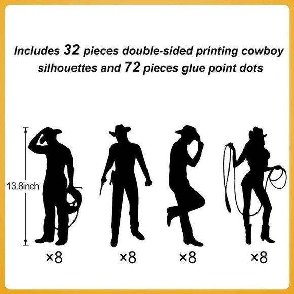 Accents | 32 Cowboy Silhouettes Cowboy Cutouts Western Theme Party ...